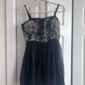 Floral Black Kids Dress